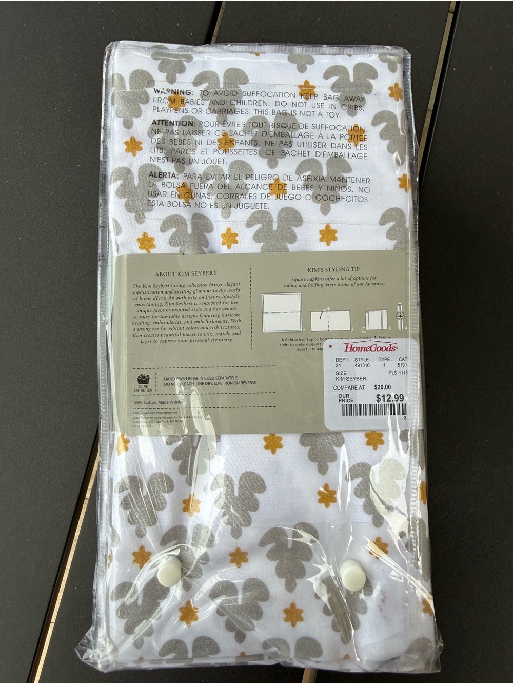 NWT 16 total Kim Seybert Living square cotton napkins - 4 packs of 4 each pack - Picture 2 of 4